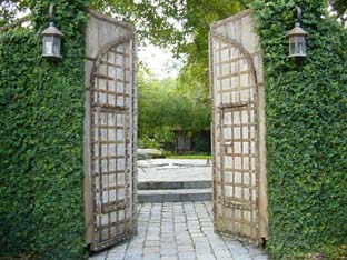 Front gates at the Kundalini Yoga Center